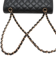 Pre-Loved Classic Double Flap Shoulder Bag Quilted Leather Medium with Gold Hardware, Black