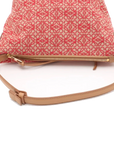 Pre-Loved Anagram Pochette Shoulder Bag Anagram Canvas Small with Gold Hardware, Red and Beige