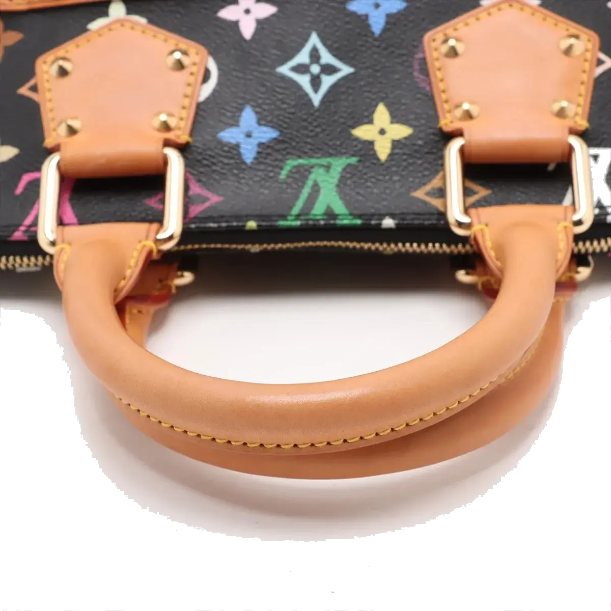 Pre-Loved Alma Handbag Monogram Coated Canvas PM with Gold Hardware, Black Multicolor