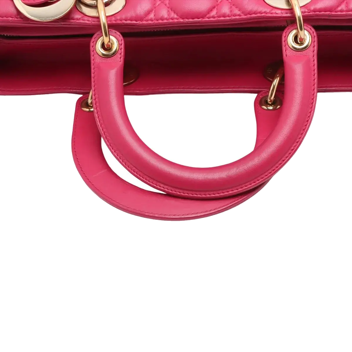Pre-Loved Lady Dior Handbag Cannage Leather Large with Gold Hardware, Pink