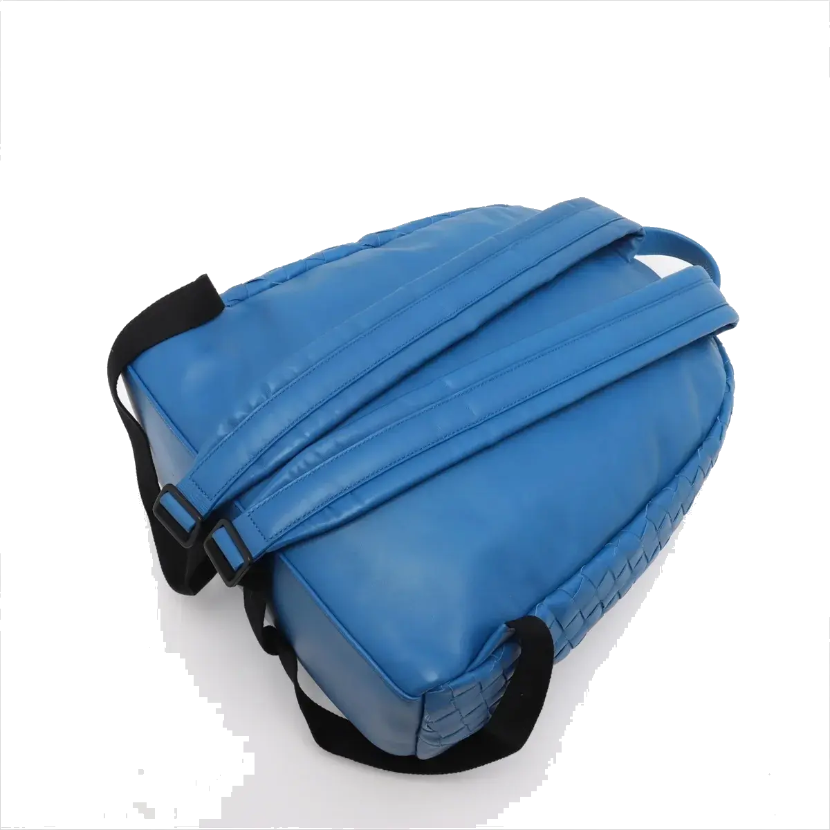 Pre-Loved Intrecciato Backpack Leather with Black Hardware, Blue
