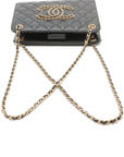 Pre-Loved CC Chain Logo Quilted Chain Bag Shoulder Bag Quilted Leather Small with Gold Hardware, Black