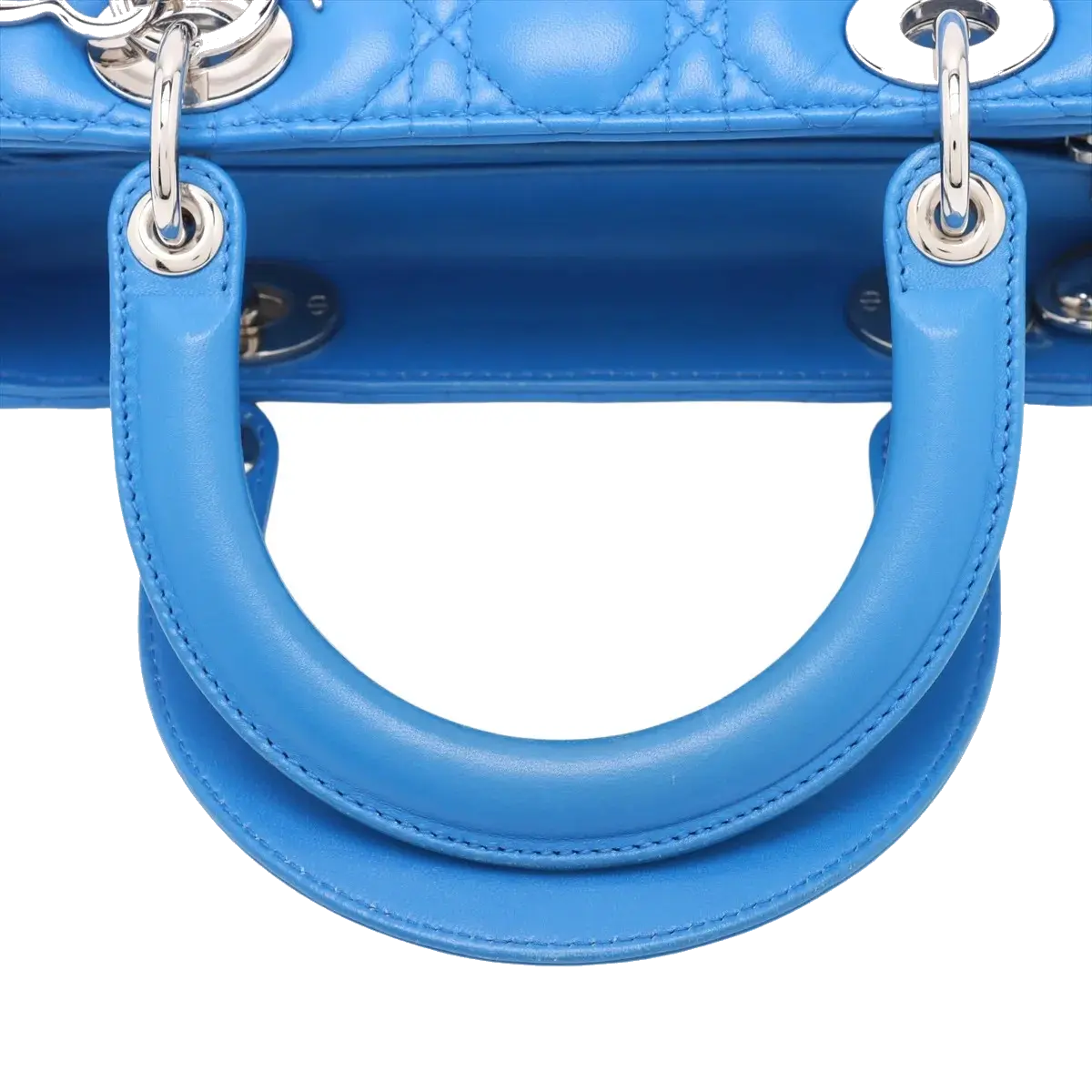 Pre-Loved Lady Dior Handbag Quilted Leather Medium with Silver Hardware, Blue