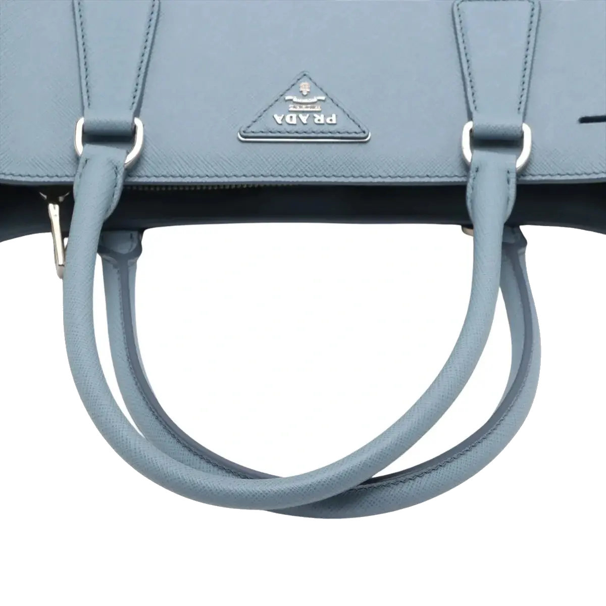 Pre-Loved Galleria Tote Leather Medium with Silver Hardware, Light Blue
