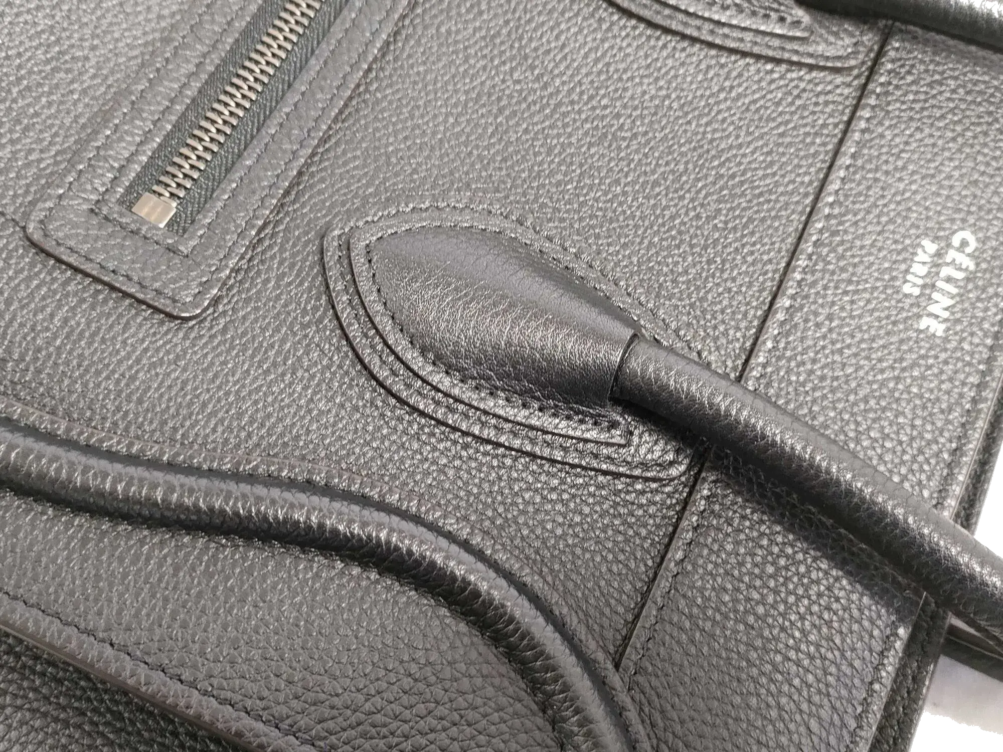 Pre-Loved Luggage Tote Leather Micro with Silver Hardware, Black