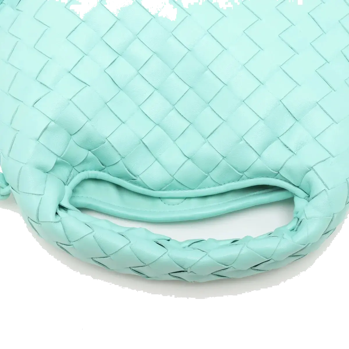 Pre-Loved Hop Handbag Intrecciato Leather Mini with Gold Hardware, Aqua Green