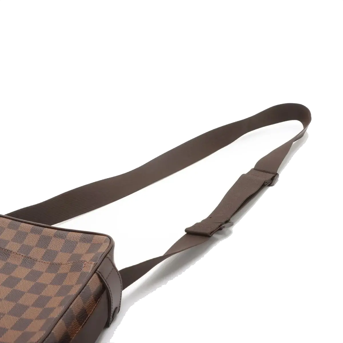 Pre-Loved Olav Crossbody Bag Damier Coated Canvas PM with Gold Hardware, Brown