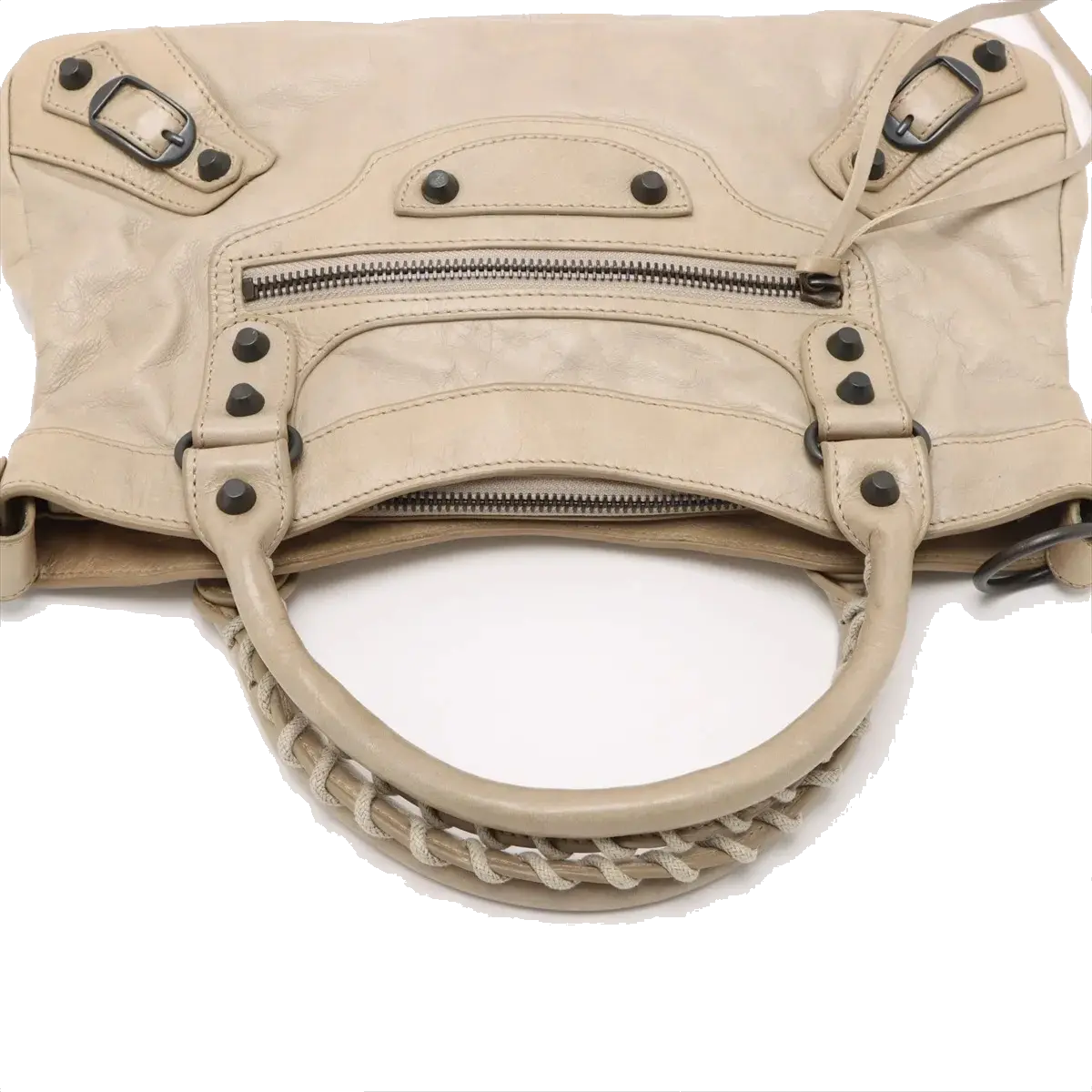 Pre-Loved First Handbag Leather Small with Aged Black Hardware, Beige