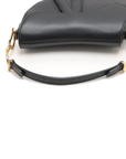 Pre-Loved Saddle Shoulder Bag Leather Mini with Gold Hardware, Black