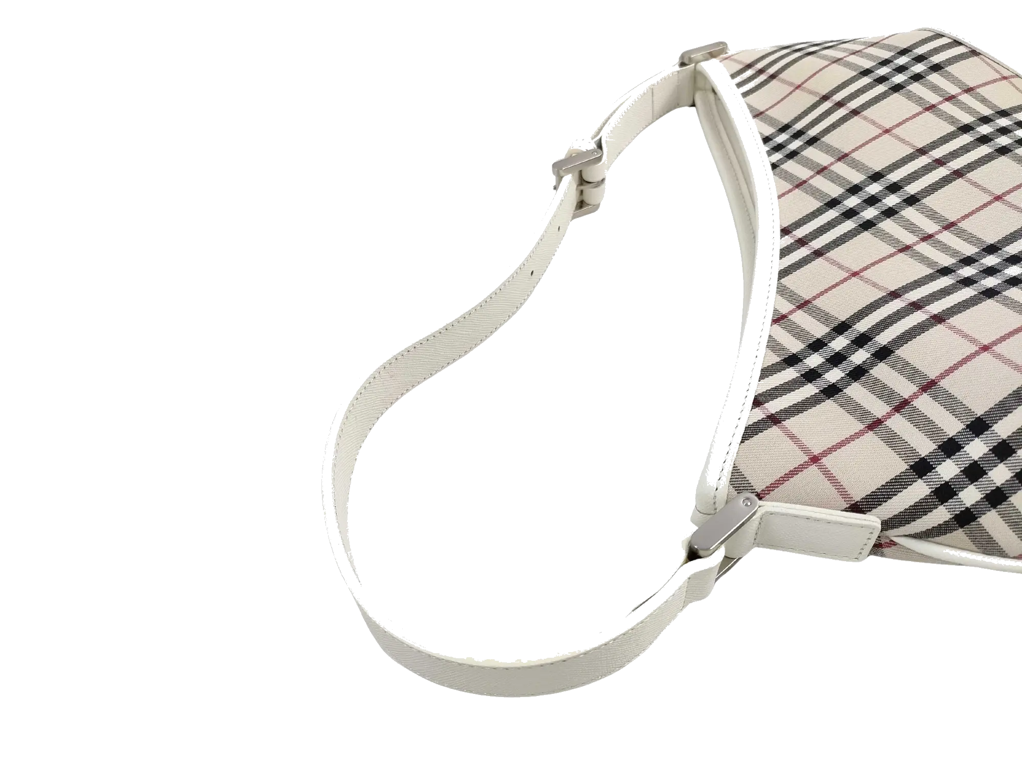 Pre-Loved Nova Check Hobo Shoulder Bag Nova Check Coated Canvas Small with Silver Hardware, Beige Multicolor