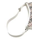 Pre-Loved Nova Check Hobo Shoulder Bag Nova Check Coated Canvas Small with Silver Hardware, Beige Multicolor
