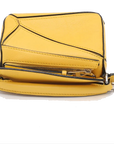 Pre-Loved Puzzle Crossbody Bag Leather Nano with Silver Hardware, Yellow
