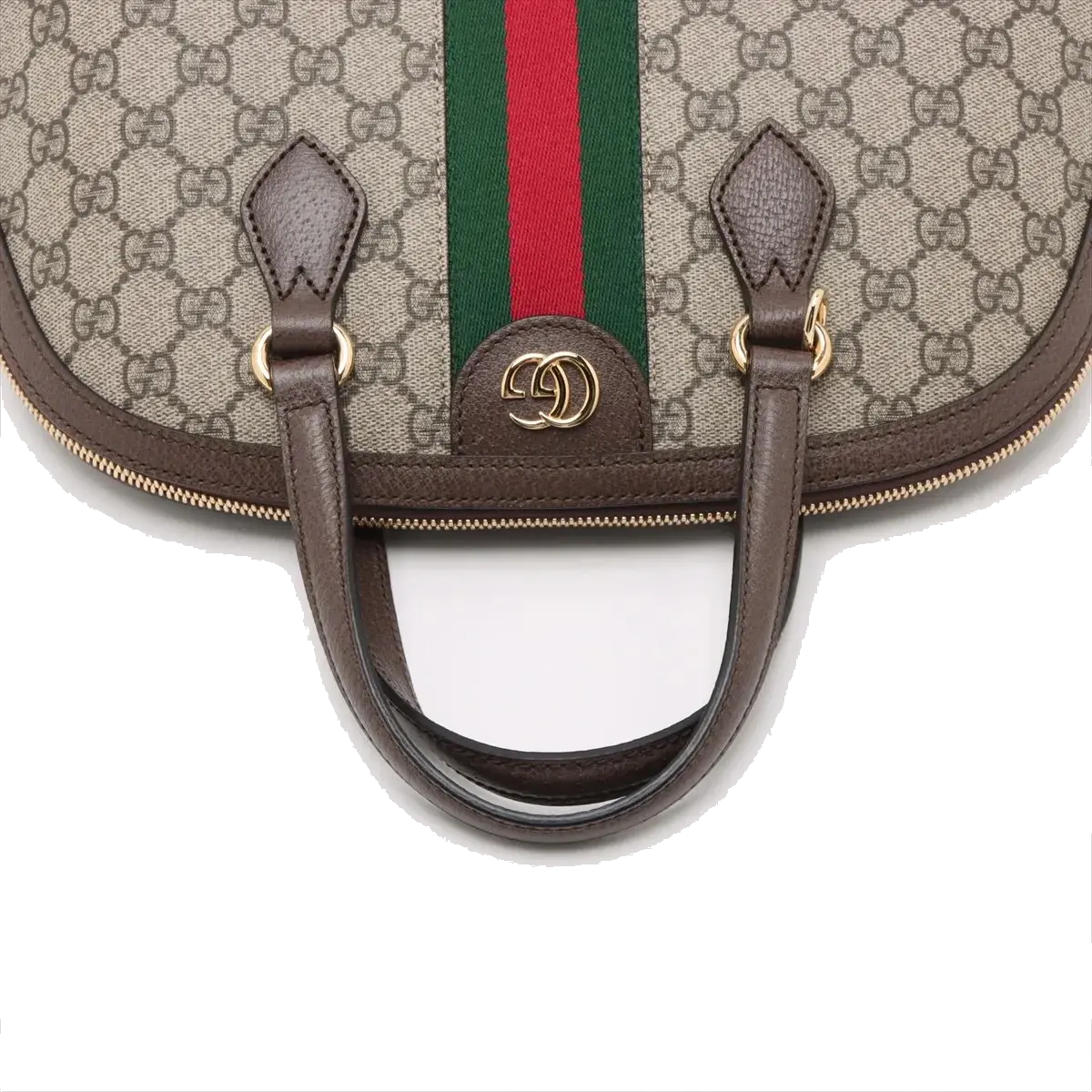 Pre-Loved Ophidia Handbag Monogram Coated Canvas Medium with Gold Hardware, Beige/Ebony