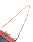 Pre-Loved Queen Margaret Wallet on Chain Crossbody Bag Leather Mini with Aged Gold Hardware, White, Red, and Navy Blue