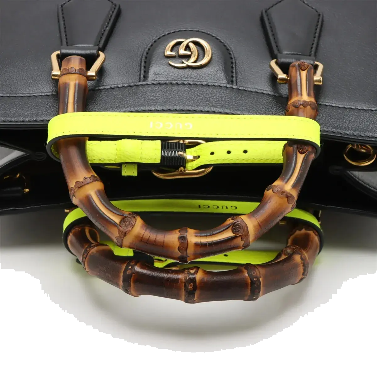 Pre-Loved Diana Bamboo Tote Leather Small with Gold Hardware, Black