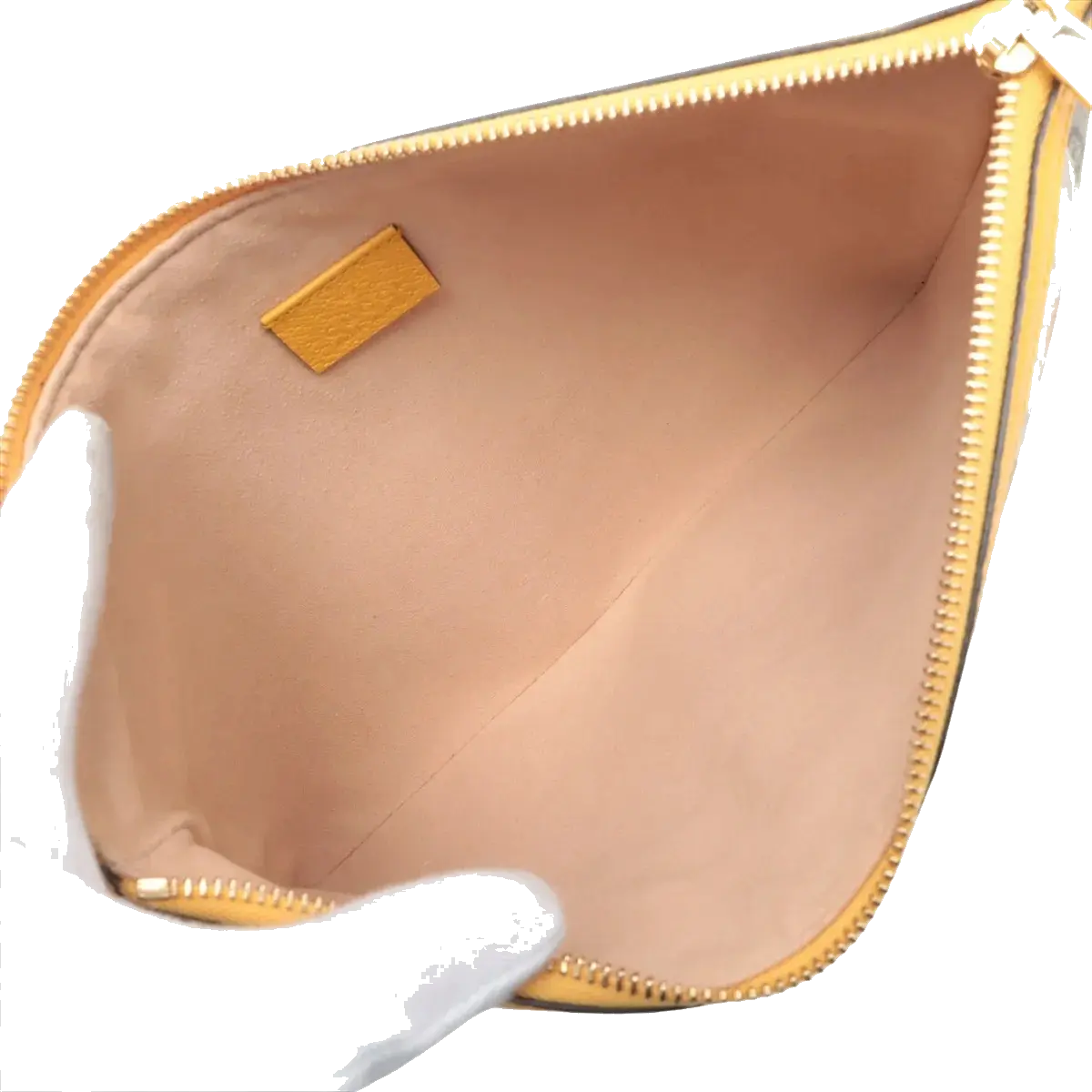 Pre-Loved Ophidia Flora Clutch Monogram Coated Canvas Large with Gold Hardware, Beige Ebony Multicolor