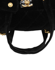 Pre-Loved Bowling Bag Handbag Quilted Velvet Mini with Aged Gold Hardware, Black