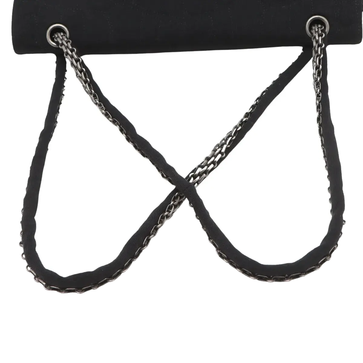 Pre-Loved 2.55 Reissue Double Flap Shoulder Bag Quilted Jersey 226 with Aged Silver Hardware, Black