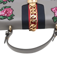 Pre-Loved Sylvie Handbag Floral Leather Medium with Gold Hardware, Gray