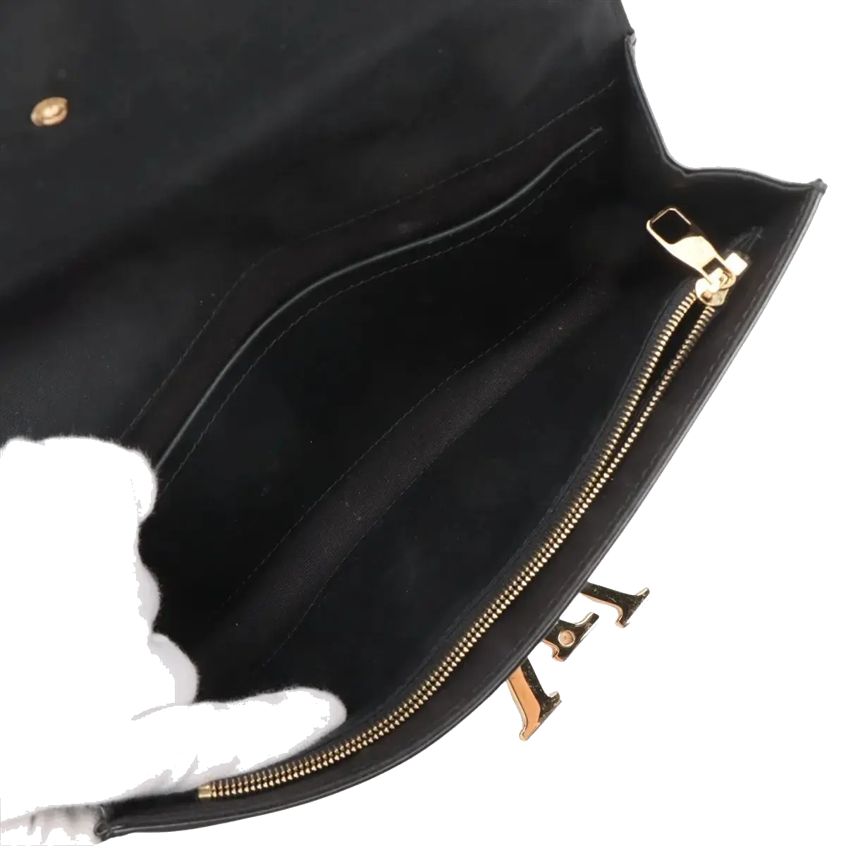 Pre-Loved Louise Clutch Patent Leather with Gold Hardware, Black