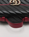 Pre-Loved GG Marmont Top Handle Handbag Quilted Leather Mini with Gold Hardware, Black