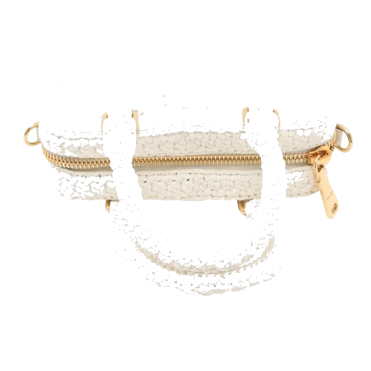 Pre-Loved Crochet Bowling Bag Handbag Crochet Raffia Mini with Gold Hardware, White