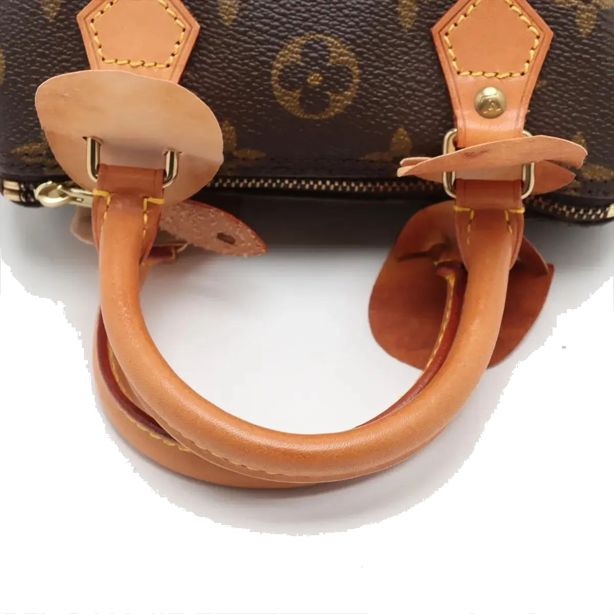 Pre-Loved Mini Speedy Handbag Monogram Coated Canvas Mini with Gold Hardware, Brown