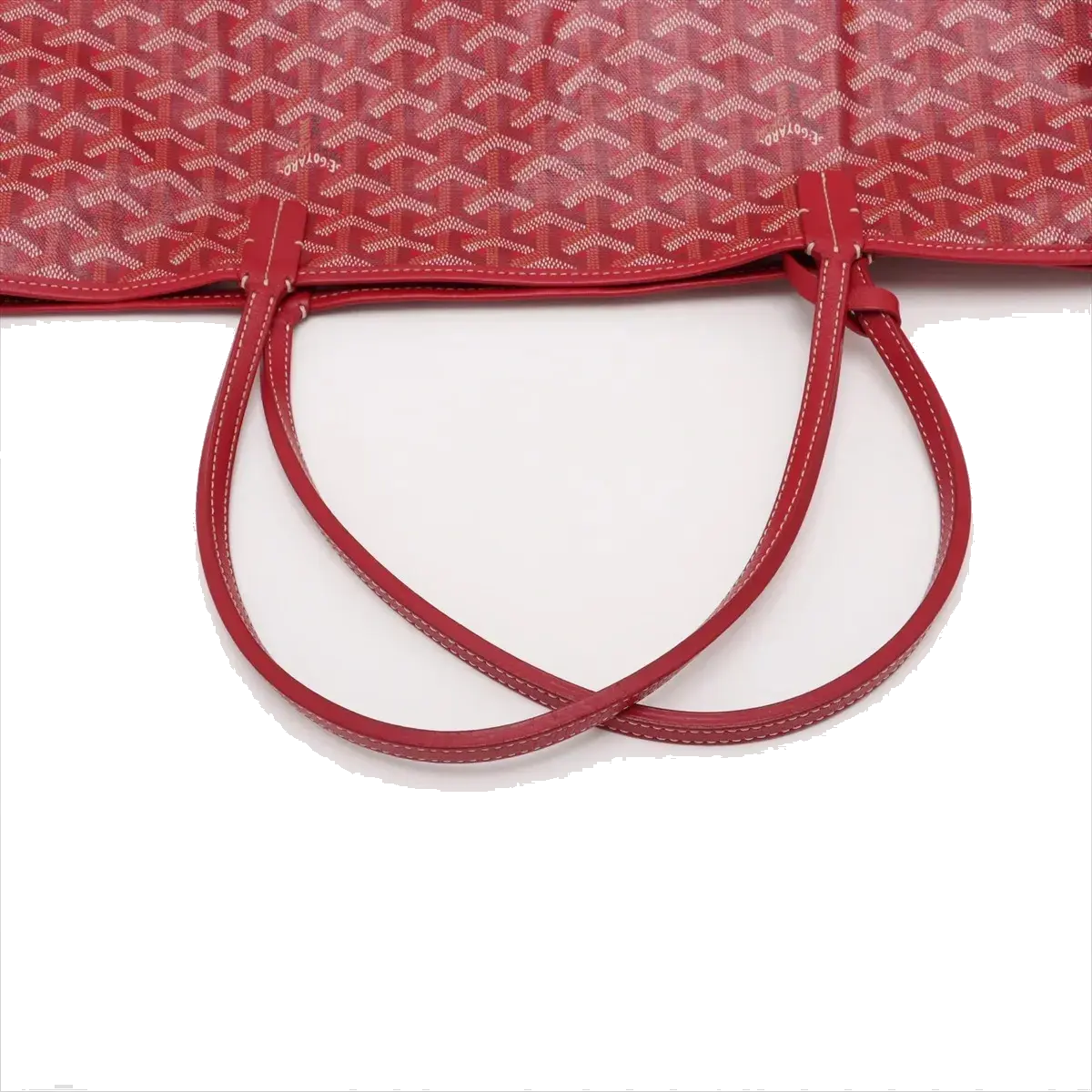 Pre-Loved Saint Louis Tote Goyardine Chevron Coated Canvas GM with Silver Hardware, Red