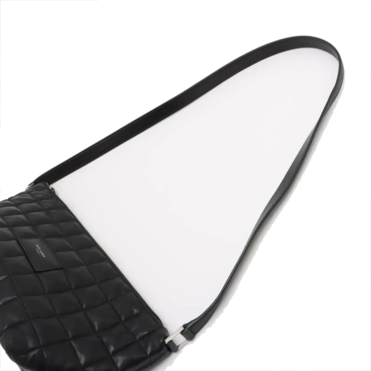 Pre-Loved Quilted Carré Pochette Shoulder Bag Quilted Leather with Silver Hardware, Black