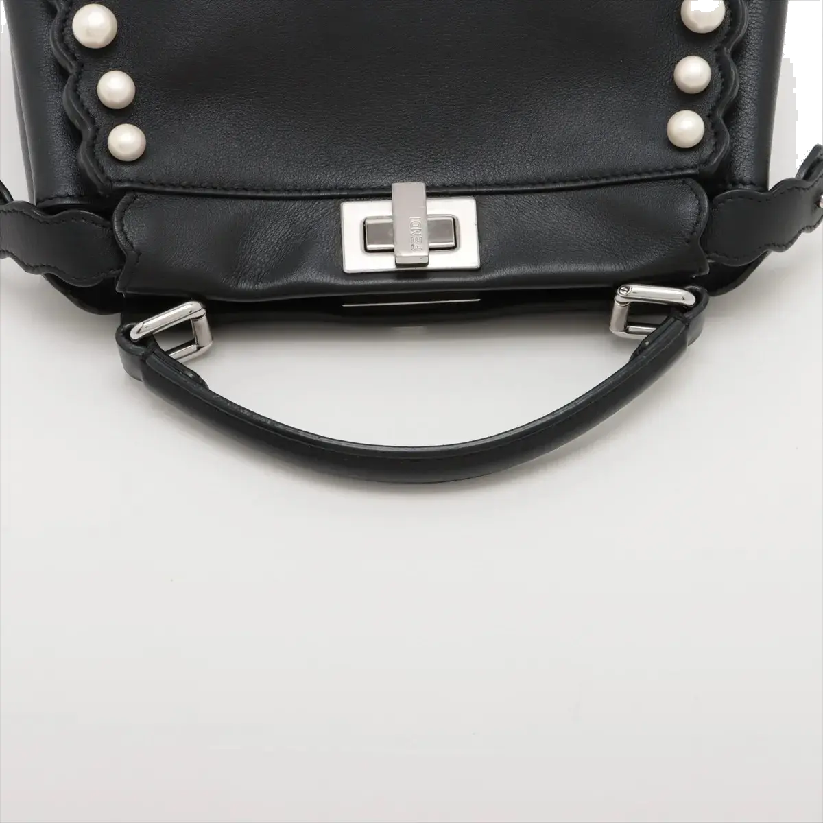 Pre-Loved Peekaboo Handbag Leather Mini with Silver Hardware, Black