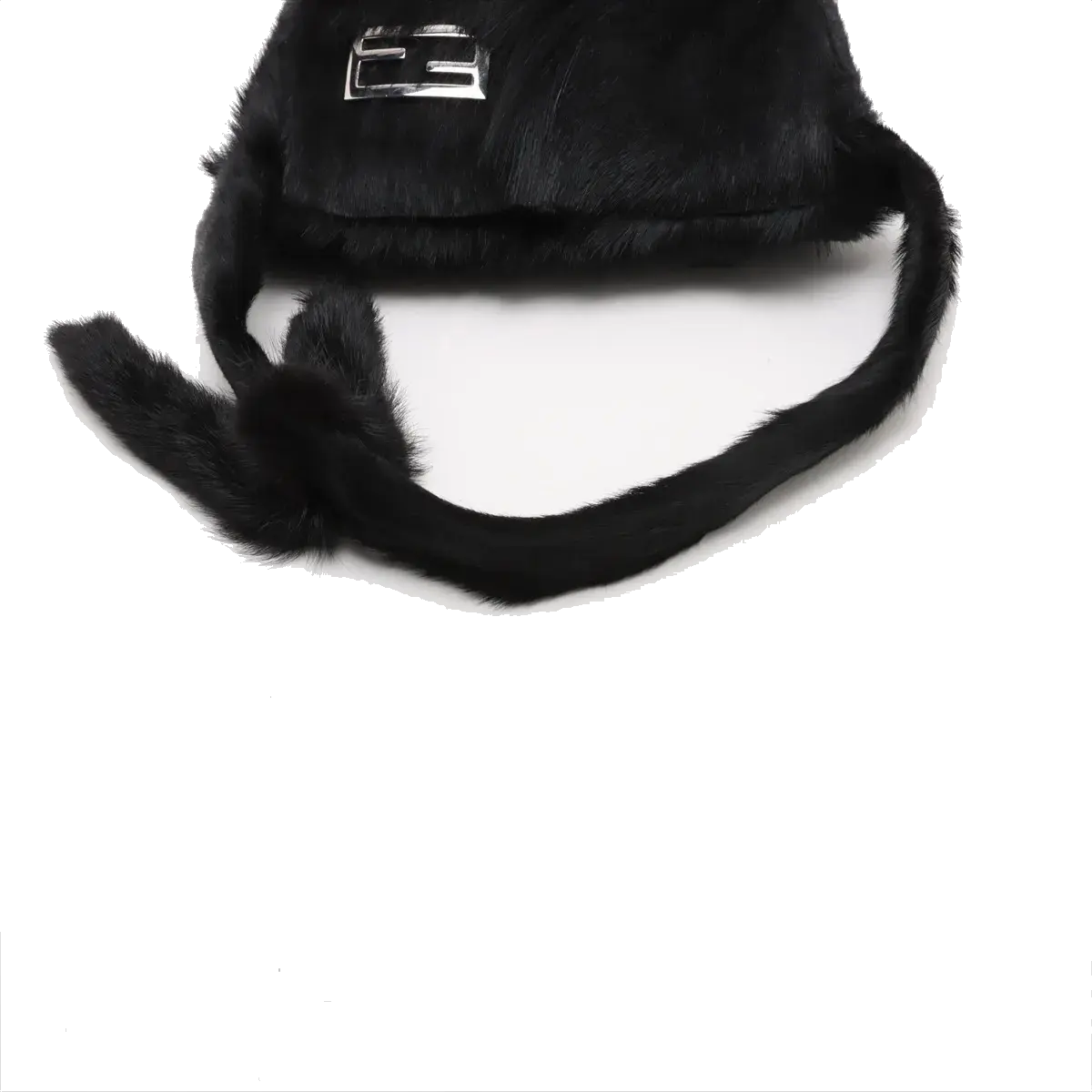 Pre-Loved Mamma Baguette Shoulder Bag Fur with Silver Hardware, Black
