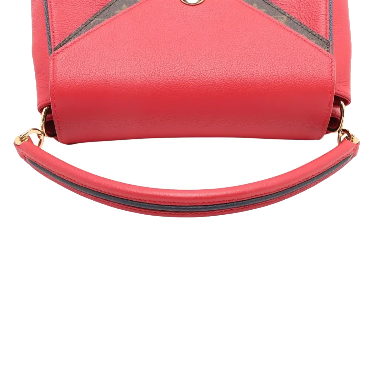 Pre-Loved Double V Handbag Monogram Leather with Gold Hardware, Red