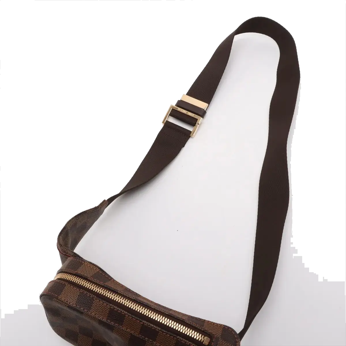 Pre-Loved Geronimos Crossbody Bag Damier Coated Canvas with Gold Hardware, Brown