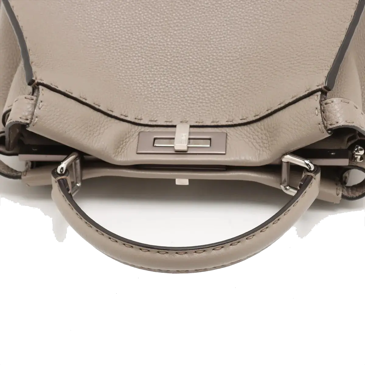 Pre-Loved Peekaboo Selleria Handbag Leather with Silver Hardware, Taupe