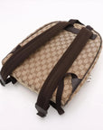 Pre-Loved GG Backpack Monogram Coated Canvas with Silver Hardware, Beige/Brown