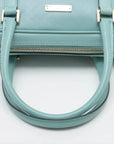 Pre-Loved Boston Handbag Microguccissima Leather Small with Gold Hardware, Light Blue