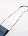 Pre-Loved Interlocking G Wallet on Chain Crossbody Bag Leather with Gold Hardware, Blue