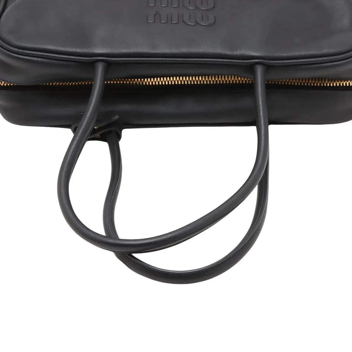 Pre-Loved Bowling Bag Handbag Leather with Gold Hardware, Black