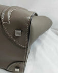 Pre-Loved Luggage Tote Leather Mini with Silver Hardware, Taupe