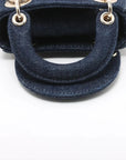 Pre-Loved Lady Dior Handbag Denim Mini with Gold Hardware, Blue