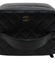 Pre-Loved Vanity Case Handbag Quilted Leather with Gold Hardware, Black