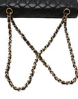 Pre-Loved Classic Double Flap Shoulder Bag Quilted Leather Medium with Gold Hardware, Black