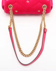 Pre-Loved GG Marmont Shoulder Bag Quilted Velvet Small with Aged Gold Hardware, Pink