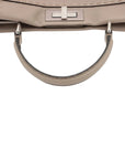 Pre-Loved Peekaboo Handbag Leather Regular with Silver Hardware, Taupe