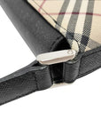Pre-Loved Shoulder Bag Nova Check Coated Canvas with Silver Hardware, Beige and Black