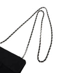 Pre-Loved Quilted Flap Bag with Foldable Tote Crossbody Bag Quilted Canvas Mini with Silver Hardware, Black