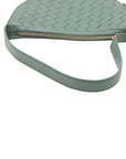 Pre-Loved Sunrise Shoulder Bag Intrecciato Leather Small with Gold Hardware, Sage Green