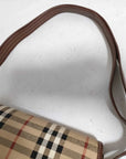 Pre-Loved Saddle Crossbody Crossbody Bag Haymarket Check Coated Canvas Small with Gold Hardware, Beige