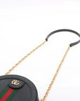 Pre-Loved Ophidia Round Mini Crossbody Bag Leather Mini with Gold Hardware, Black