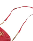 Pre-Loved GG Marmont Matelassé Camera Bag Crossbody Bag Quilted Leather Small with Aged Gold Hardware, Red